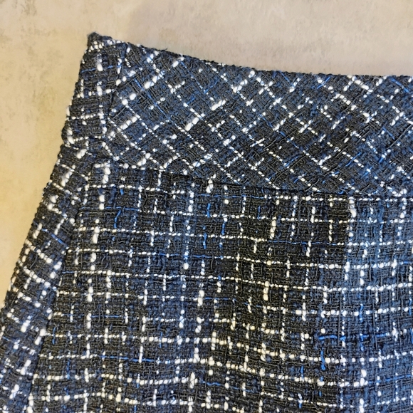 J Crew Tweed Pencil Skirt Black White Blue Career Wear Office Plus Size 16 - Picture 3 of 9